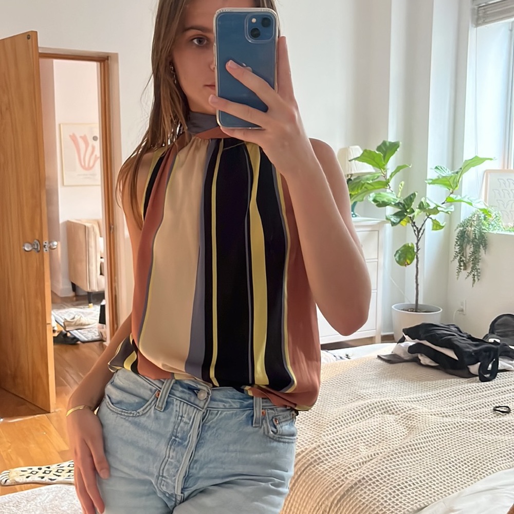 Striped work blouse
